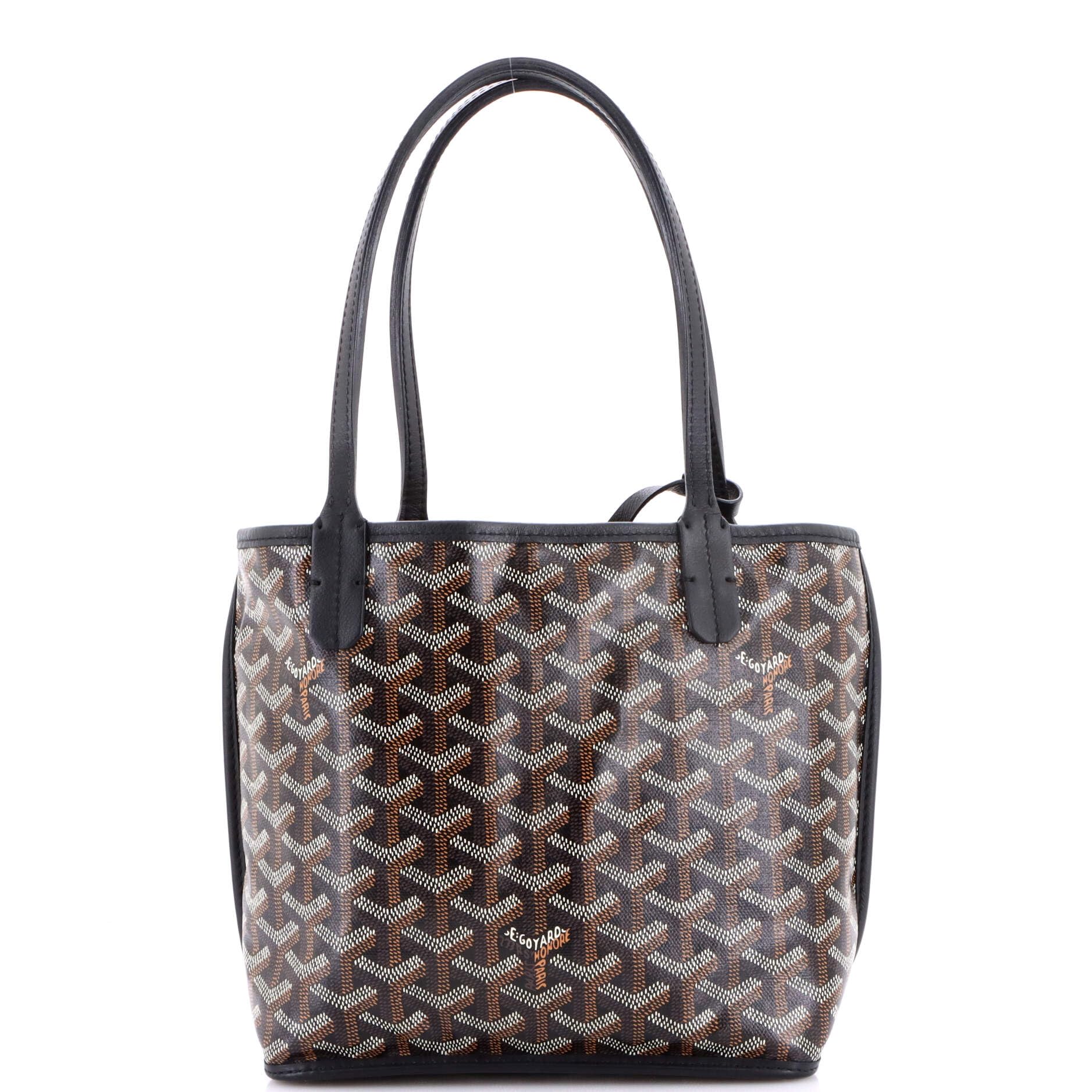 Goyard Pre-Loved Anjou Reversible Tote Coated Canvas Mini, Black