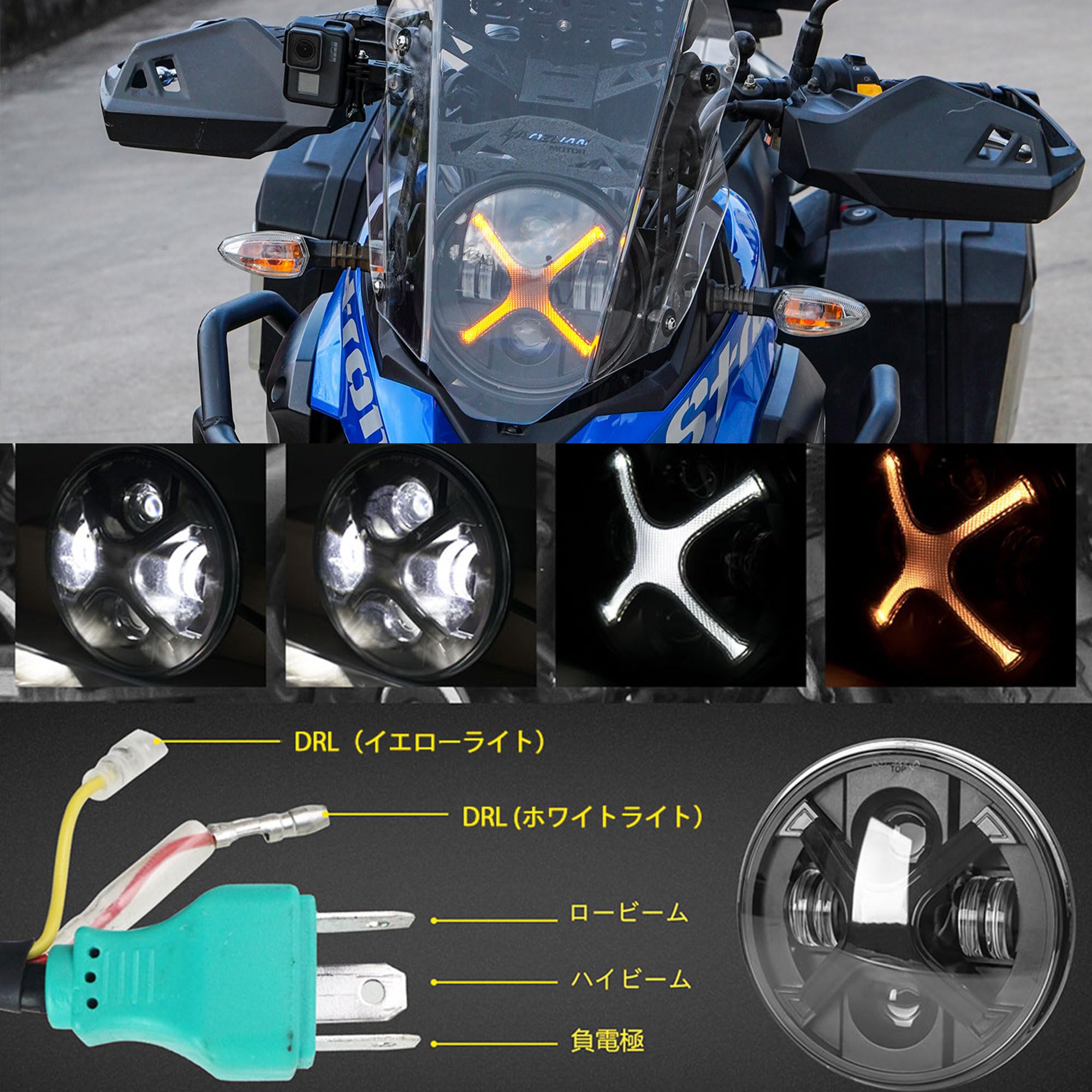 Amazon | Motikvans Vストローム250用 LED ヘッドライト+風防+