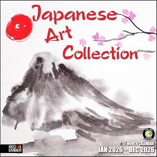 RED EMBER Japanese Art Collection 2026 Wall Calendar 12 Month | 12" x 24" Open | Thick & Sturdy Paper | Holiday Gift | Art Calendar 2026