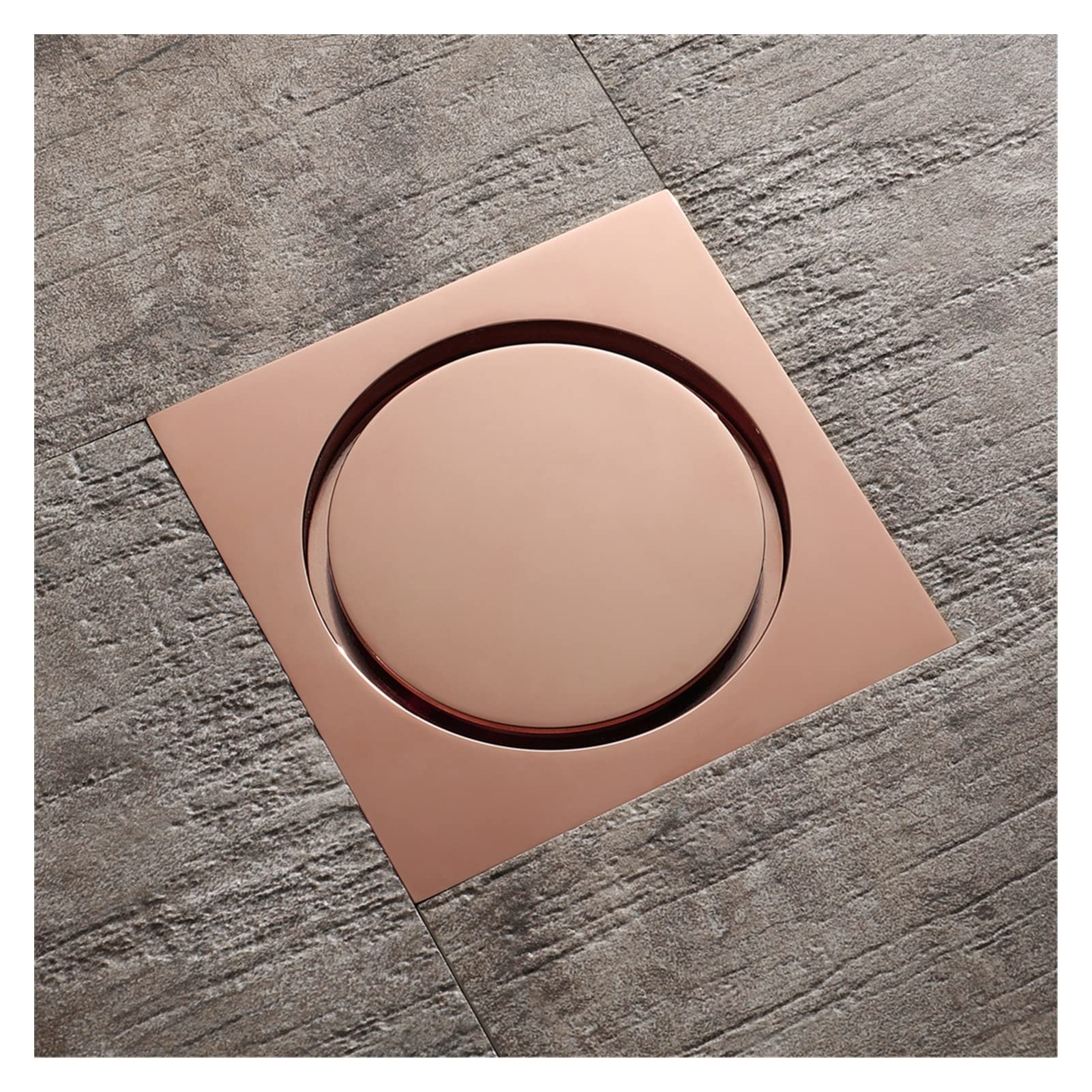 Colador de Desagüe Ducha Drenaje de Piso latón Rosa Oro Cuadrado 10x10 cm baño Ducha residuos Rejillas coladoras balcón desagües Agua(Rose Gold)