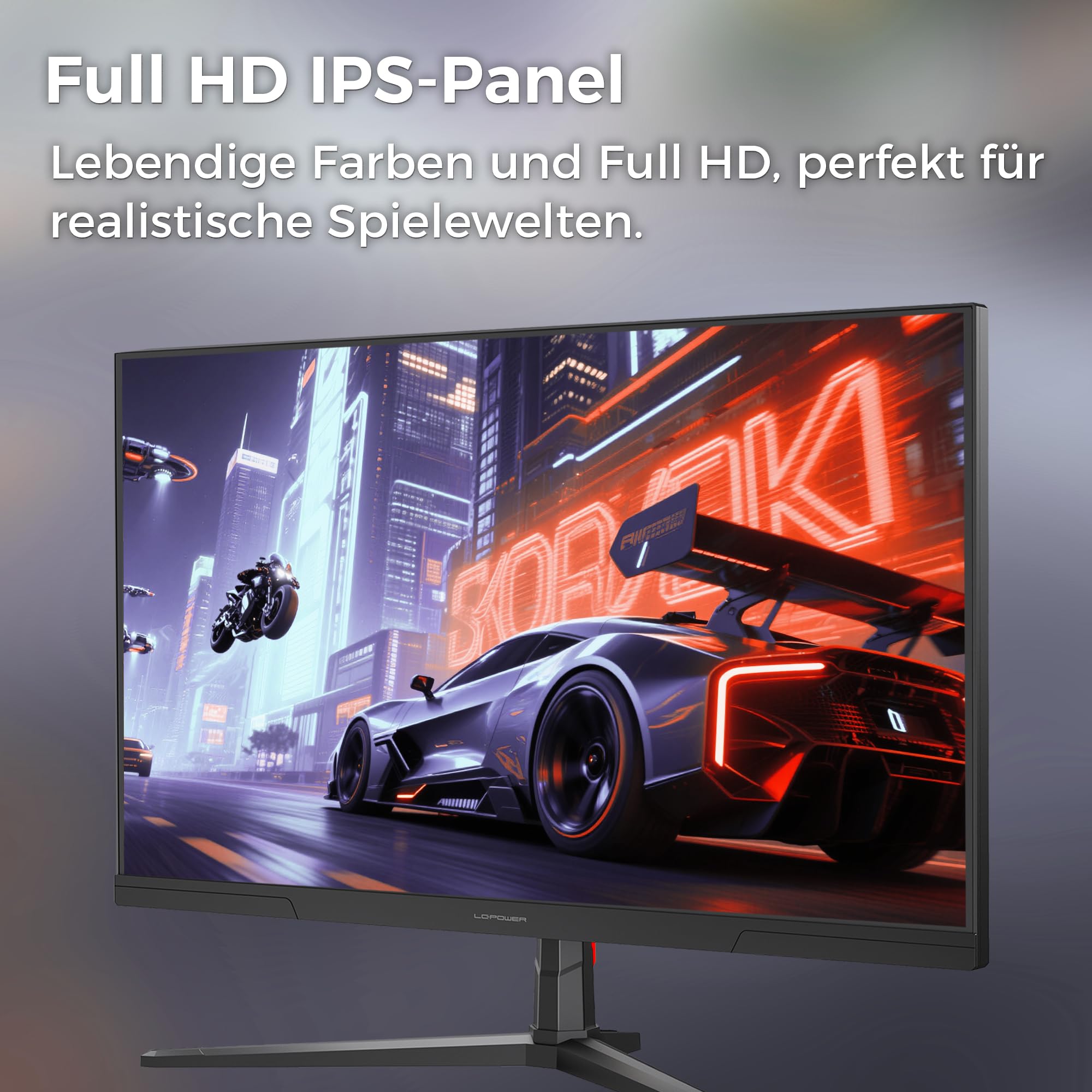 LC-Power Monitor Gaming 27 Pollici (68,6 cm), Full HD IPS Schermo, 1920×1080, 144 Hz, 1ms MPRT, 16:9, Adaptive Sync, HDMI 2.0, Display Port 1.4, VESA 100x100