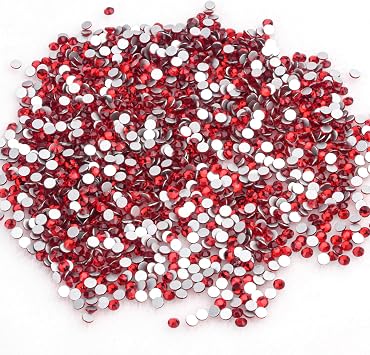 Rhinestones 1440pcs SS10 Glass Nail Art Crystal Red Flatback Gemstones for Crafts Nails Makeup Bags and Shoes DecorationSS10, Red