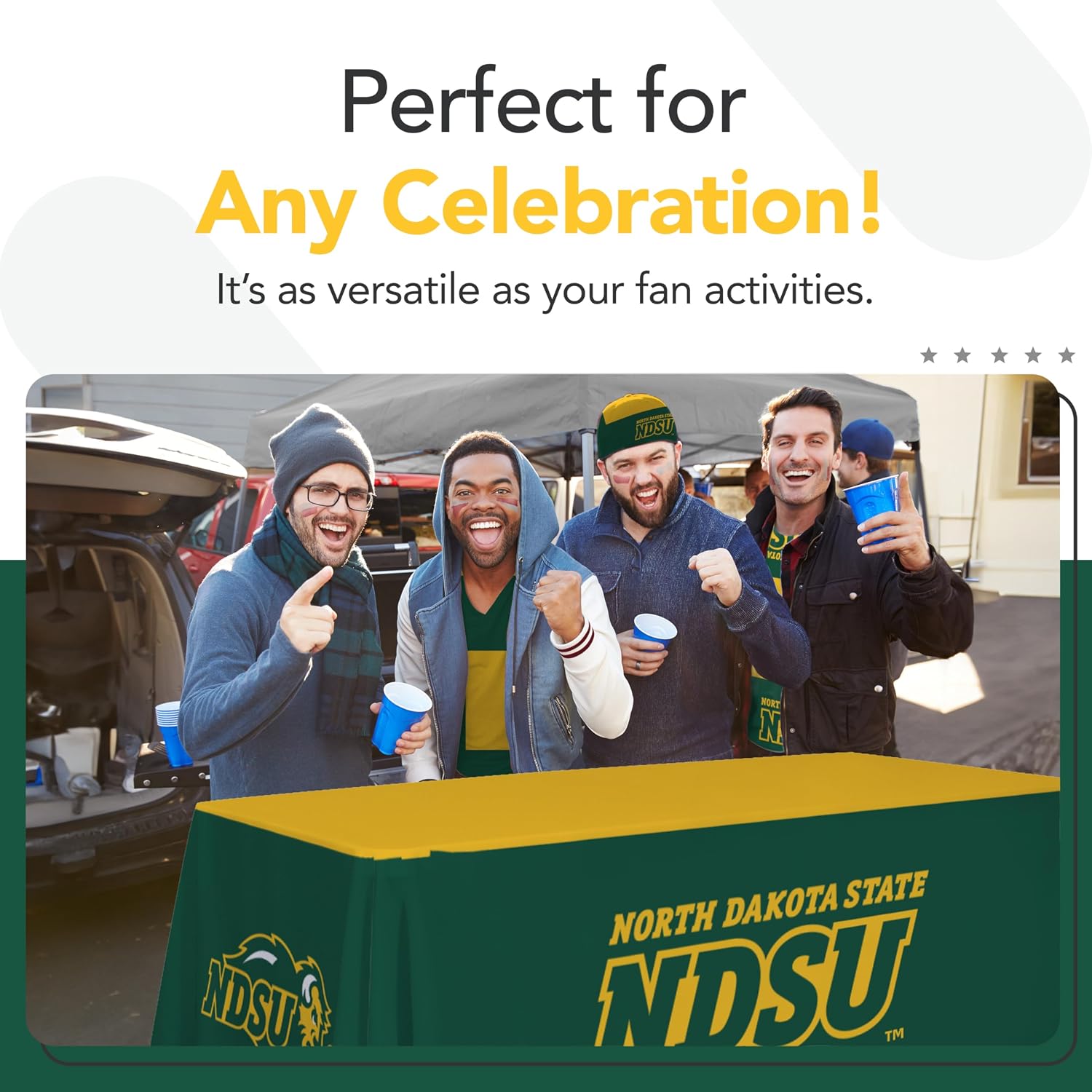 Victory Corps North Dakota State Bison College Sports Printed Table Throw - NCAA Licensed - Polyester - School Tablecloth (Green) (6' Draped)