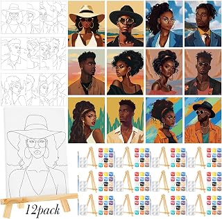 Zhanmai 12 Pack Pre Drawn Canvas for Painting Sip and Paint Kit 8" x 10" Paint Party Set Canvas Painting Pre Printed Canvases for Party Favor DIY Virtual Adult's Date Night(Adult Couples)