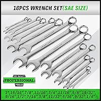 Vista 2 de SWANLAKE Juego de 32 llaves combinadas, SAE y métricas, 1/4"-1" y 7mm-22mm, 12 puntas, de acero cromo vanadio