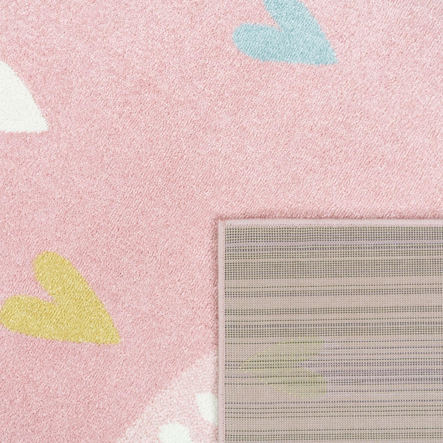 Paco Home Kids Room Rug with Rainbow and Hearts in Pink, Size: 7'10" x 11'2"