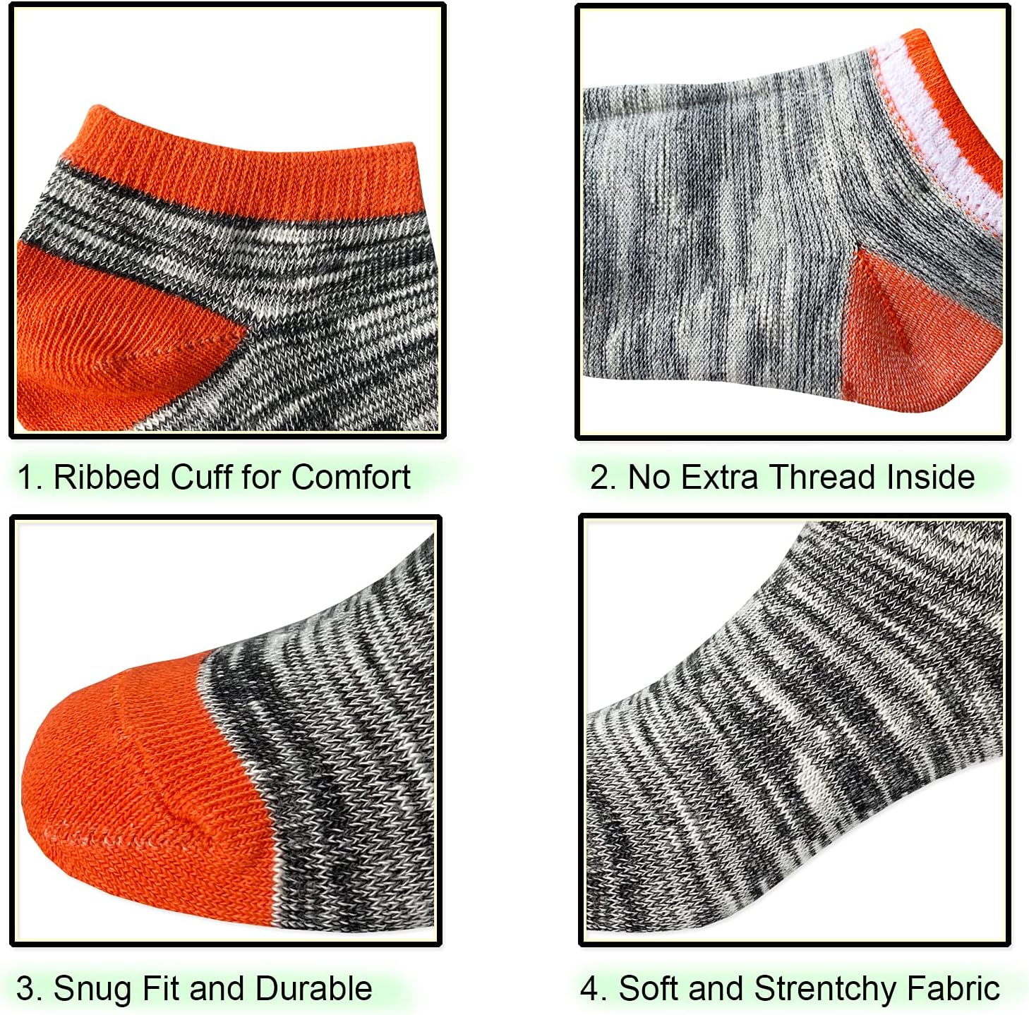 JAMEGIO 12 Pairs Kids Ankle Athletic Socks Boys Socks Kids Toddler Half Cushion Low Cut sock for Boys Girls - Image 3