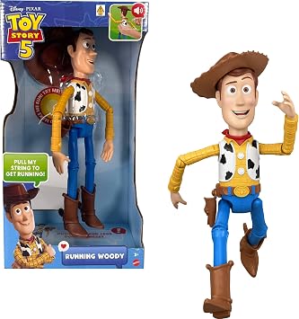 Mattel Disney and Pixar Toy Story 5 Running Woody 12 Inch Action Figure with 50 Plus Movie Phrases and Sounds, Movie-Accurate