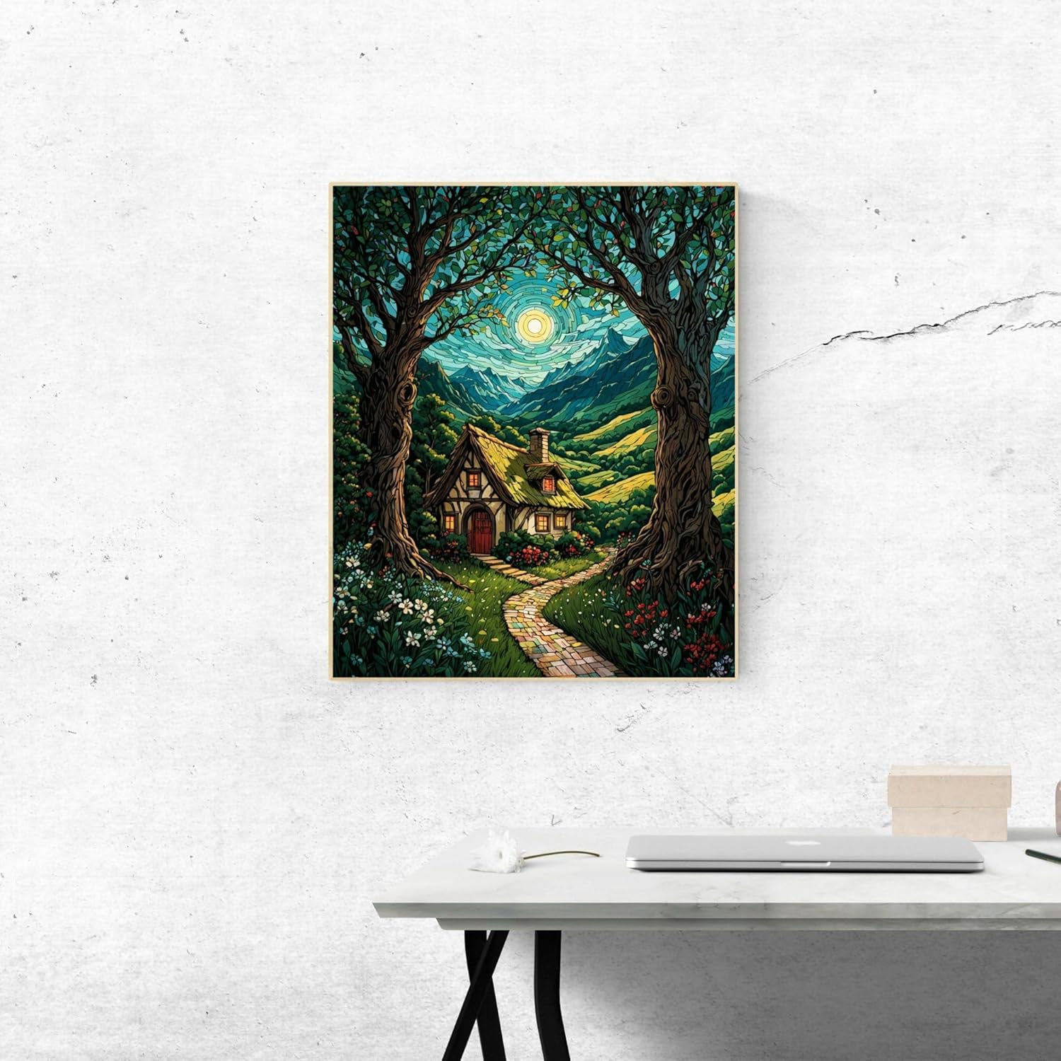 ldazao 4 Pack Moon Paint by Numbers Kit for Adults Beginner Forest Adult Paint by Number Kits On Canvas Adults' Paint-by-Number Kits DIY Oil Painting Kits