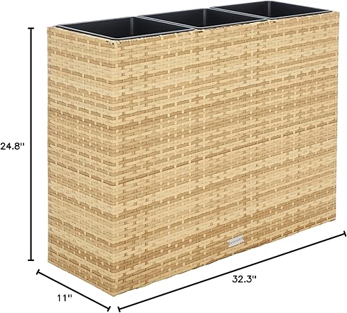 Miniatura 10 de SAFAVIEH Outdoor Collection Rita - Estante rectangular para flores tejido natural