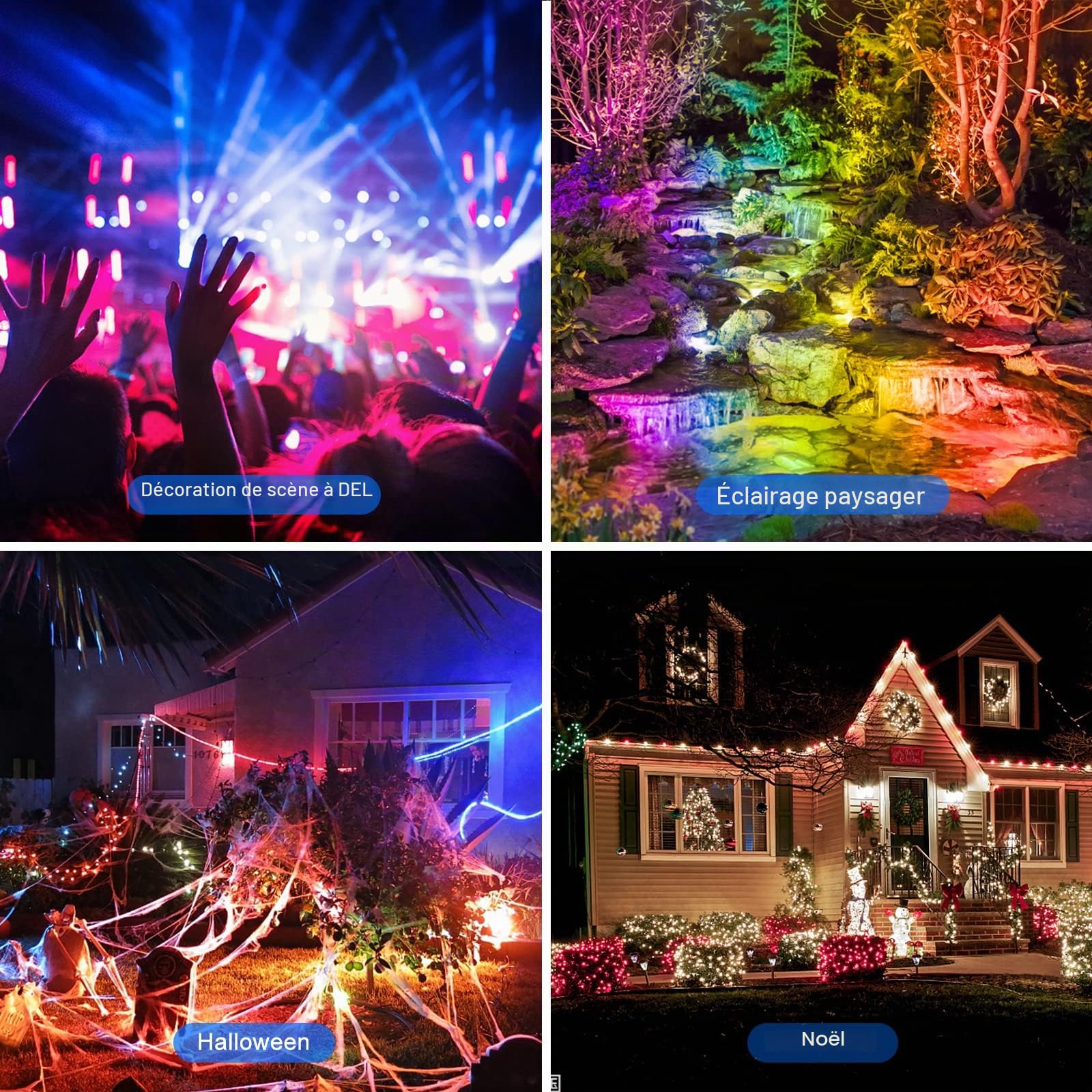 ChangM Projecteur LED RGB 50W, Dimmable Couleur Projecteurs avec Télécommande, Projecteurs Couleur Éclairage de jardin IP66 Etanche Pour Arbre Soirée Bar Fête, Lot de 2