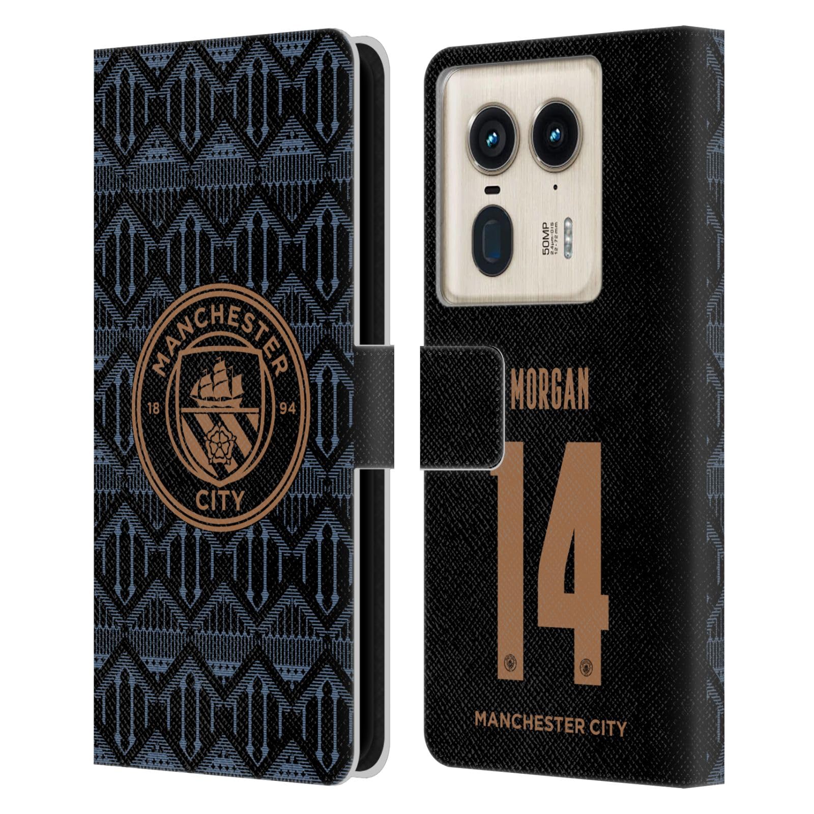 Head Case Designs Officially Licensed Manchester City Man City FC Esme Morgan 2020/21 Women's Away Kit Group 2 Leather Book Wallet Case Cover Compatible with Motorola Edge 50 Ultra/X50 Ultra