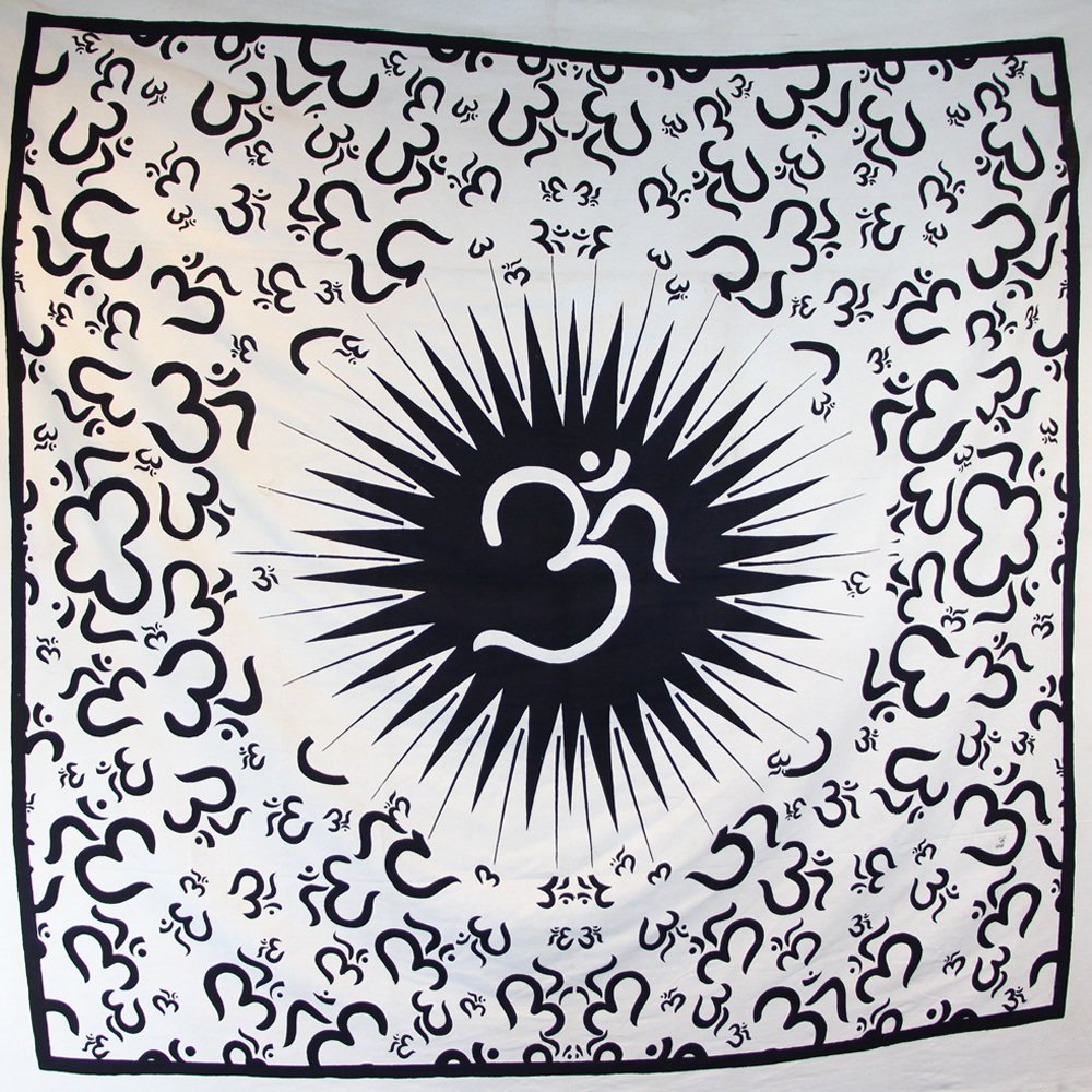 Shiva Black/White & Buddha Cotton Throw/Indian Wall Hanging