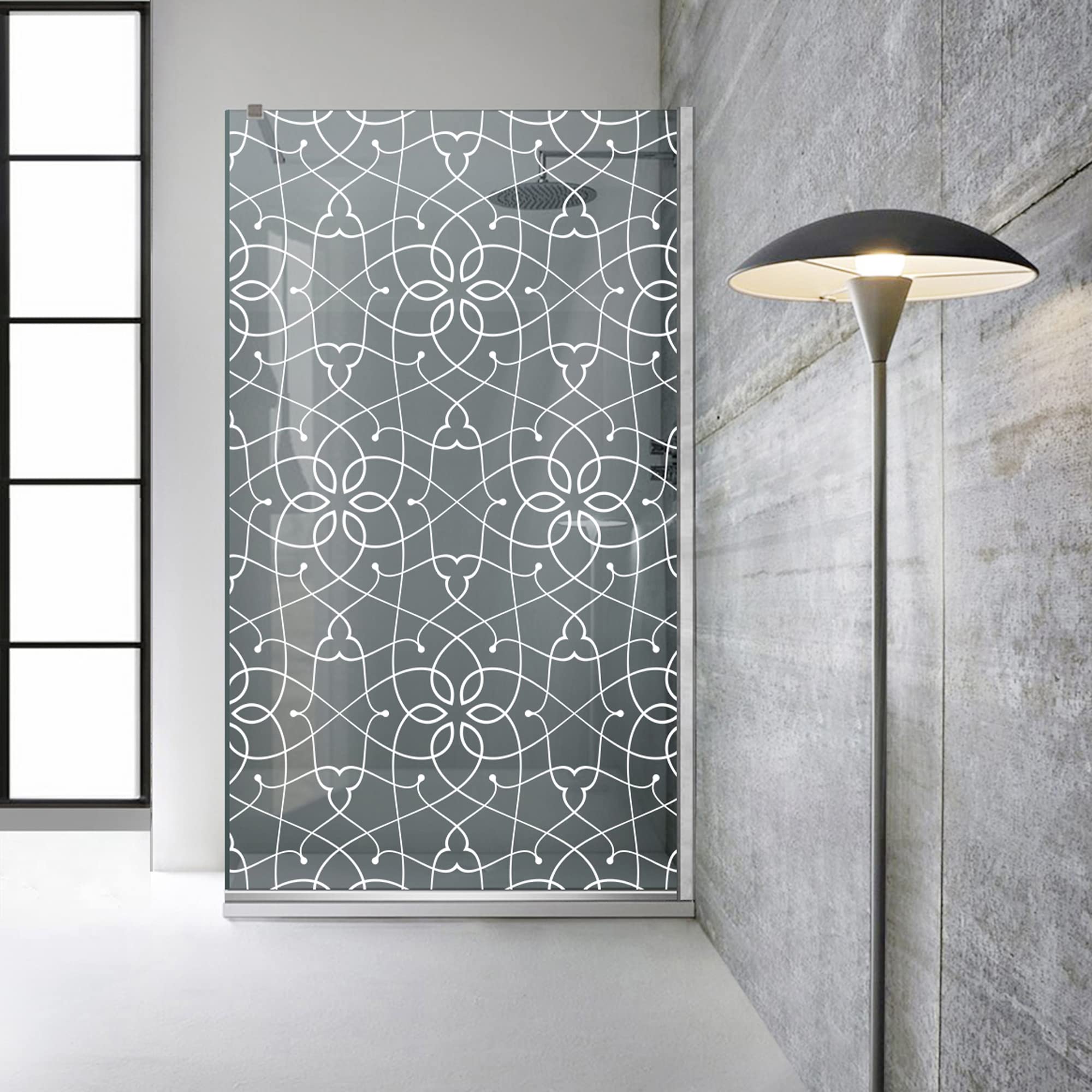Aqua Roy Modell INOX Cobalt 100 cm ab 70/80/90/100/110/120 Duschabtrennung grau Glasscheibe 8 mm weiß Nano beschichtet sandgestrahlt Muster Edelstahl (100x195 cm)
