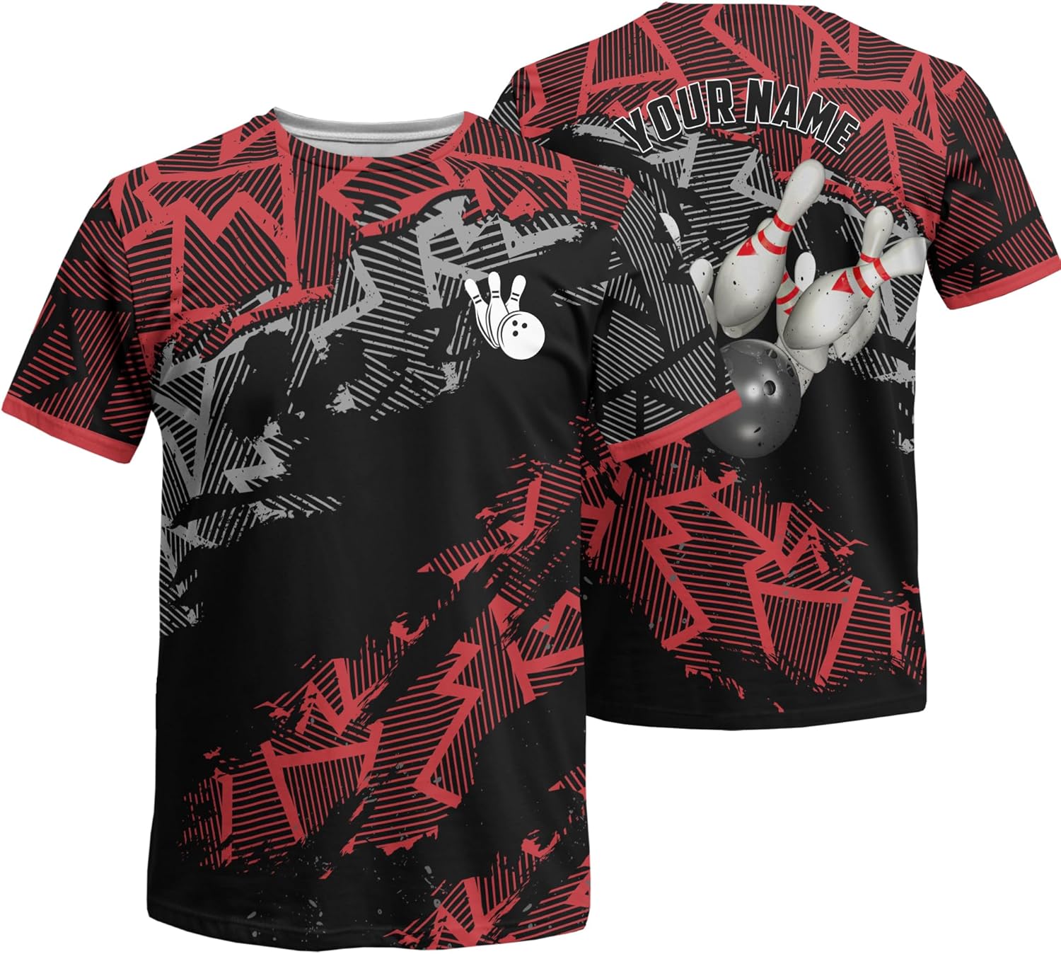 Personalized Bowling T Shirt 3 D Split Happens Top with Strike Graphic On it for Bowler