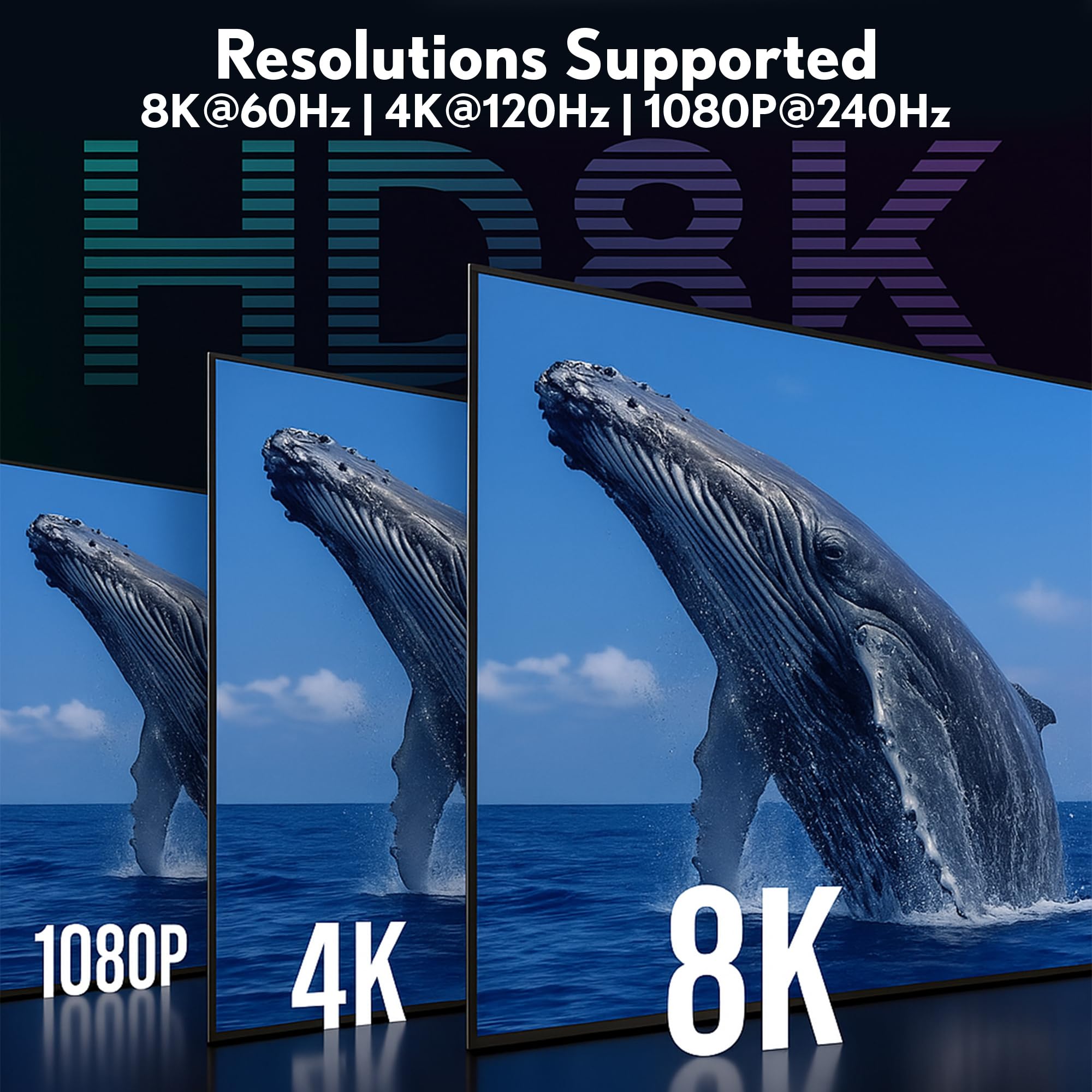 J-Tech Digital Splitter HDMI 2.1 8K 1 in 2 Out, HDMI 1x2 Splitter 8K @60Hz 4K @120Hz 1080P@240Hz, schermo duplicato/mirroring, 3 modalità EDID con downscaling [JTECH-8KSP12E]