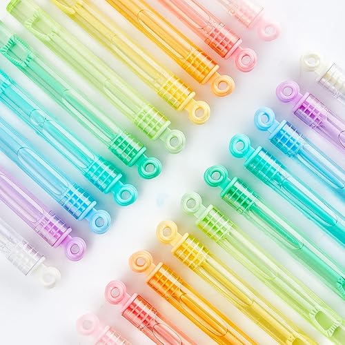 Miniatura 3 de INSCRAFT Varita de burbujas, paquete de 90 varitas de burbujas pastel a granel de 15 colores para Halloween, juguetes de verano, boda, uso de