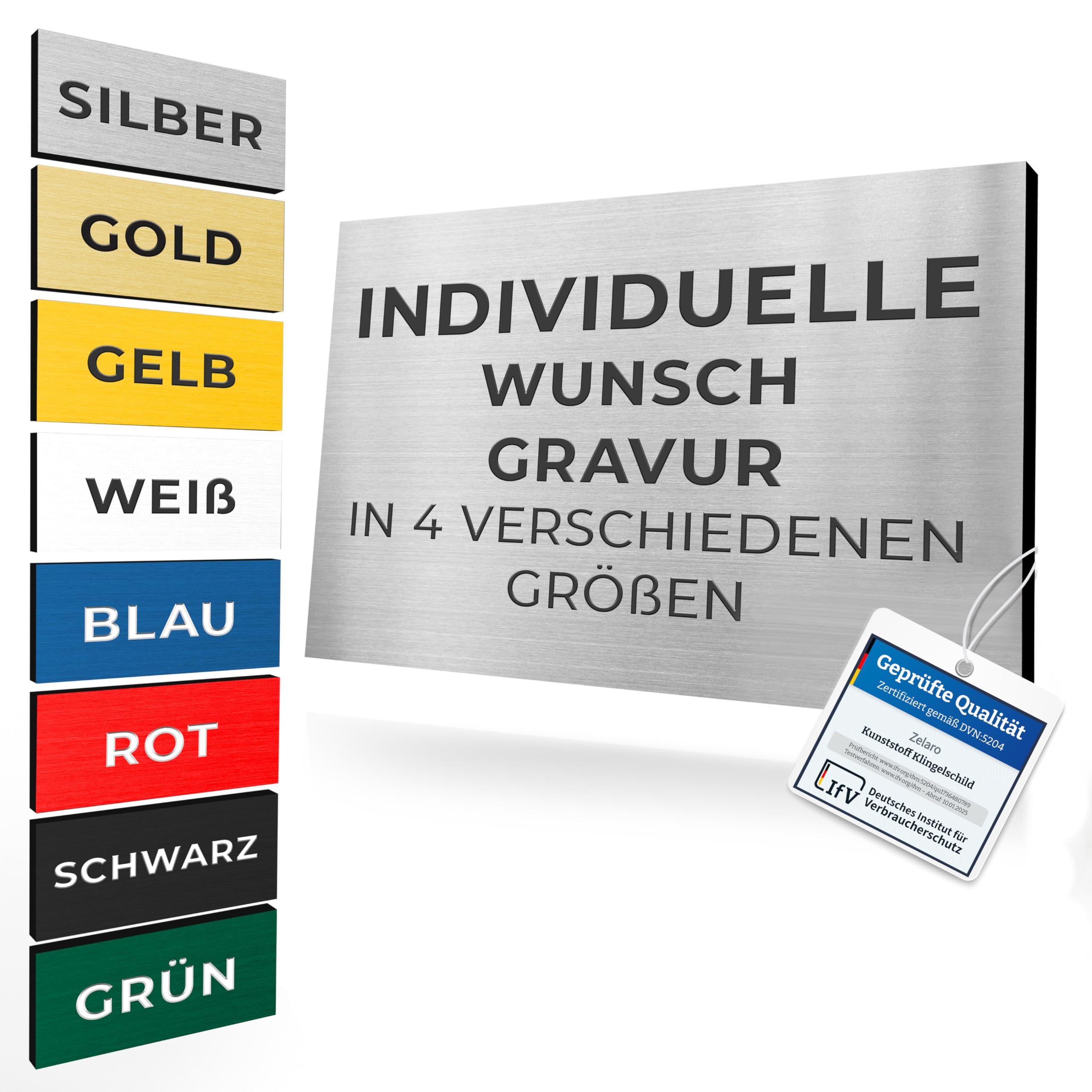 Personalisierbares Klingelschild Abgerundet - Graviertes Namensschild Selbstklebend 3M Made In Germany