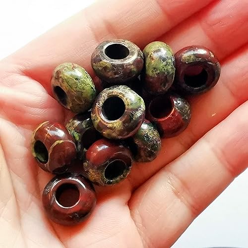 Miniatura 6 de Bacatgem 15 cuentas de cristal y piedras curativas de aventurina verde natural con agujeros grandes y piedras curativas, bricolaje de 0.236 pulgadas