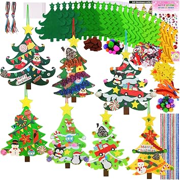 Ruicnte Christmas Tree Ornament Art Crafts for Kids Holiday School Activity | 24 Sets DIY Winter Christmas Craft,Pine Tree Snowman Snowflake Penguin Foam Xmas Sticker for Classroom Activity Favors