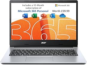 Acer Aspire 1 A114-33 Laptop - Intel Celeron N4500, 4GB, 64GB eMMC, Integrated Graphics, 14' HD, Windows 11, Silver
