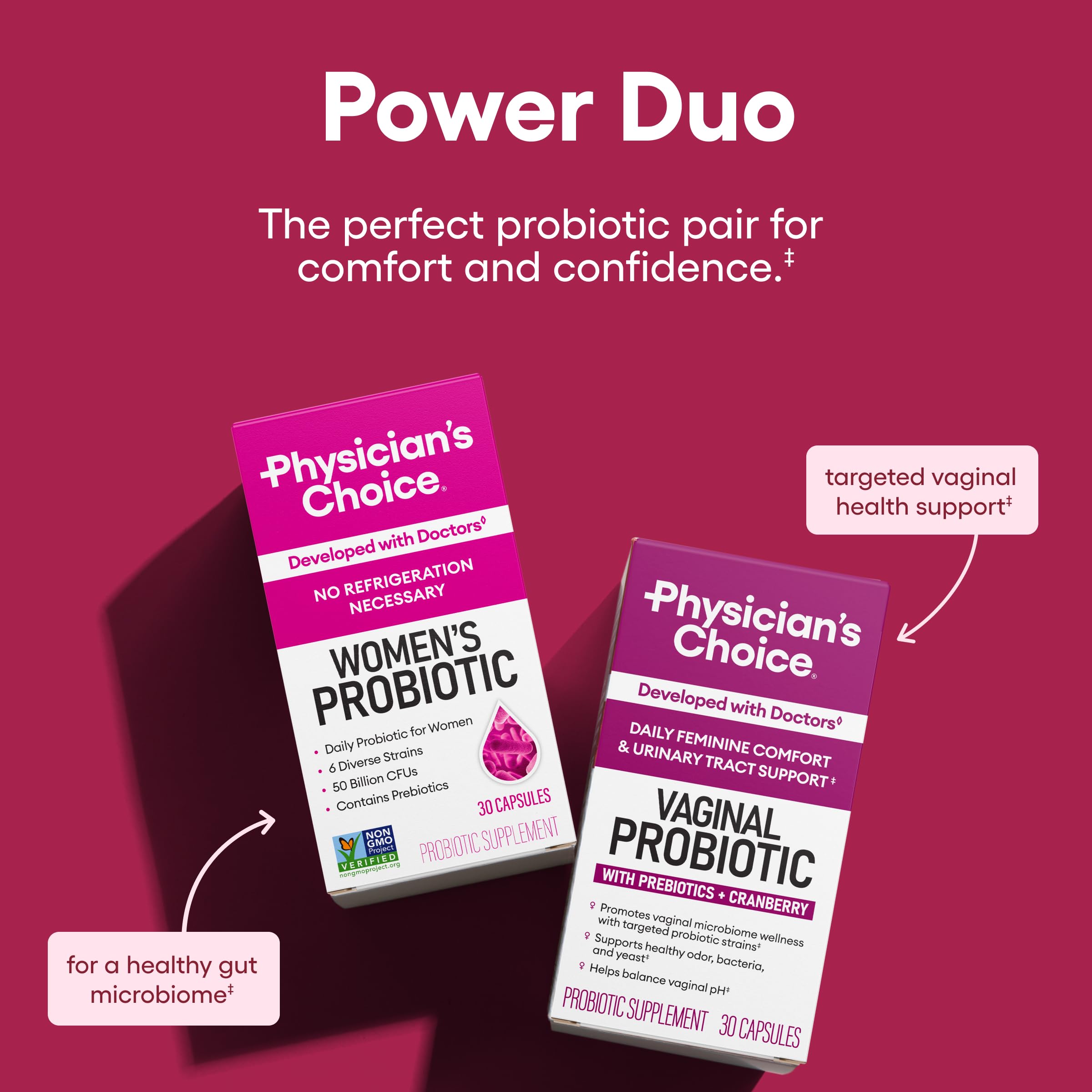 Physician's CHOICE Paquete Dúo Poder Femenino: Probiótico Vaginal + Probiótico para Mujeres