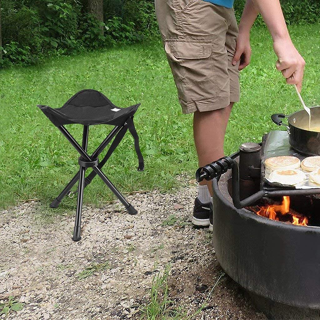 VUNEXO / Portable Small Tripod Stool Folding Three Leg Fishing Stool for Outdoor Camping Travel Outdoor Garden Beach Stool (Tripod-Folding-Tool) 4