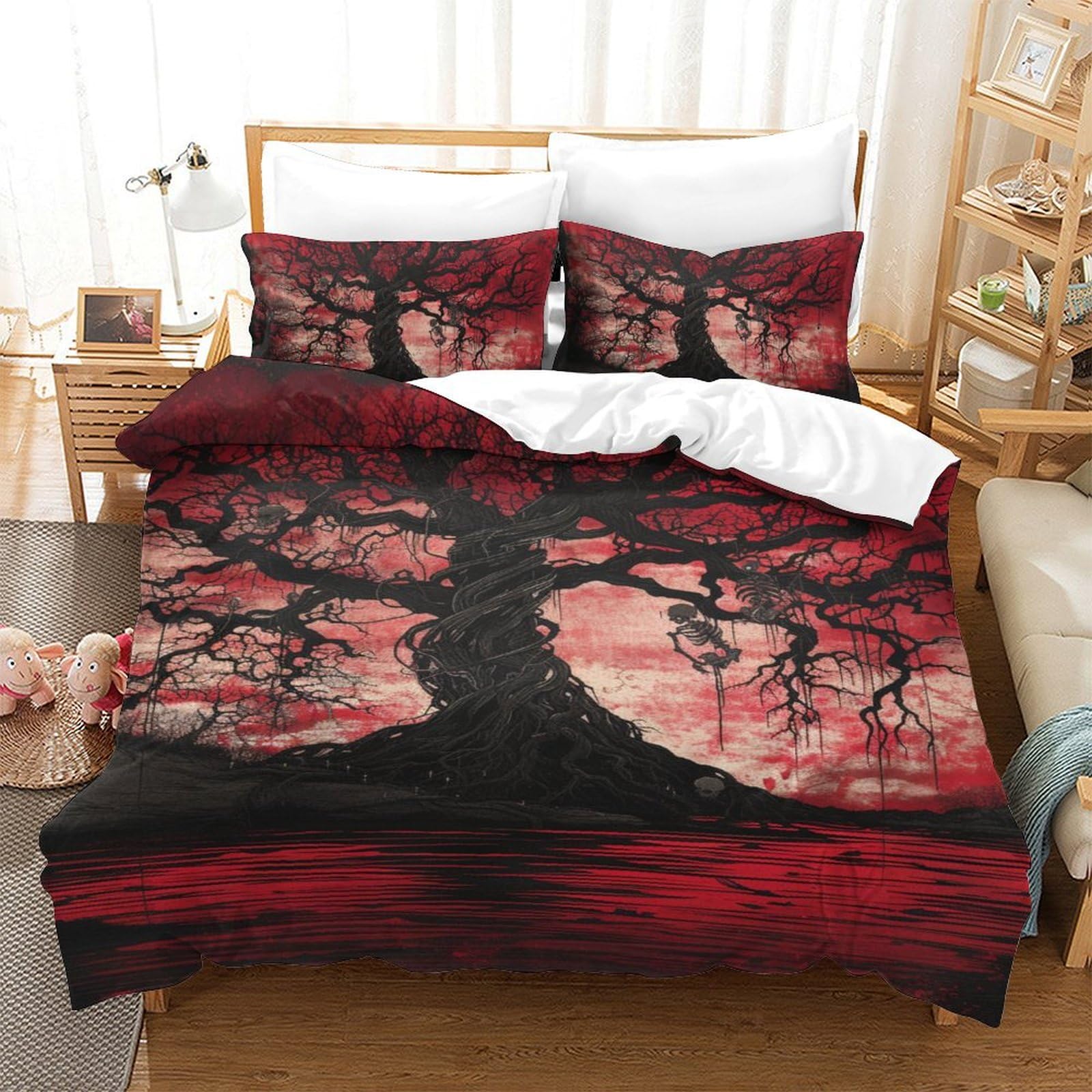 Housse de Couette Arbre de Vie 140x200cm toucher velouté doux