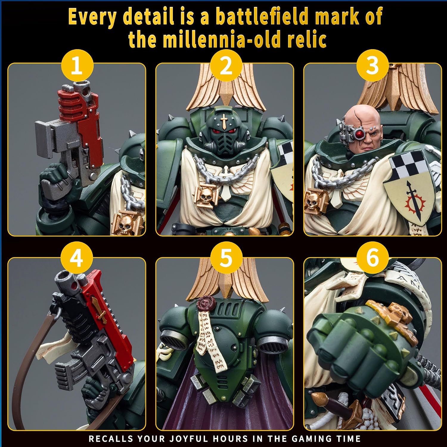 JOYTOY Warhammer 40k 1/18 Scale Action Figure,Dark Angels Master with Power Fist Feirros, 20+Articulated Joints, Brilliant Paintwork,Movability,Durability, Various Accessories,for Collection & Display
