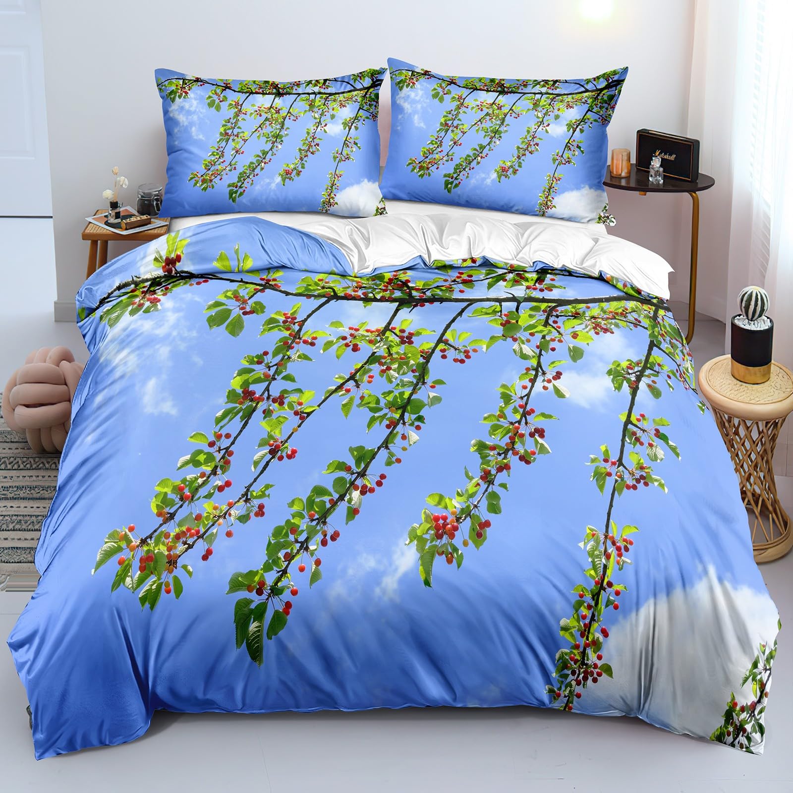 Housse de couette 240x260 microfibre ciel parure de lit 3D réversible