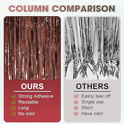 Miniatura 321 de Cortinas de fondo de flecos de papel de aluminio para fiestas, 3 piezas, 39.6 x 98.4 pulgadas, azul retro 48 Retro Azul,03 Rosa,04 Rosa