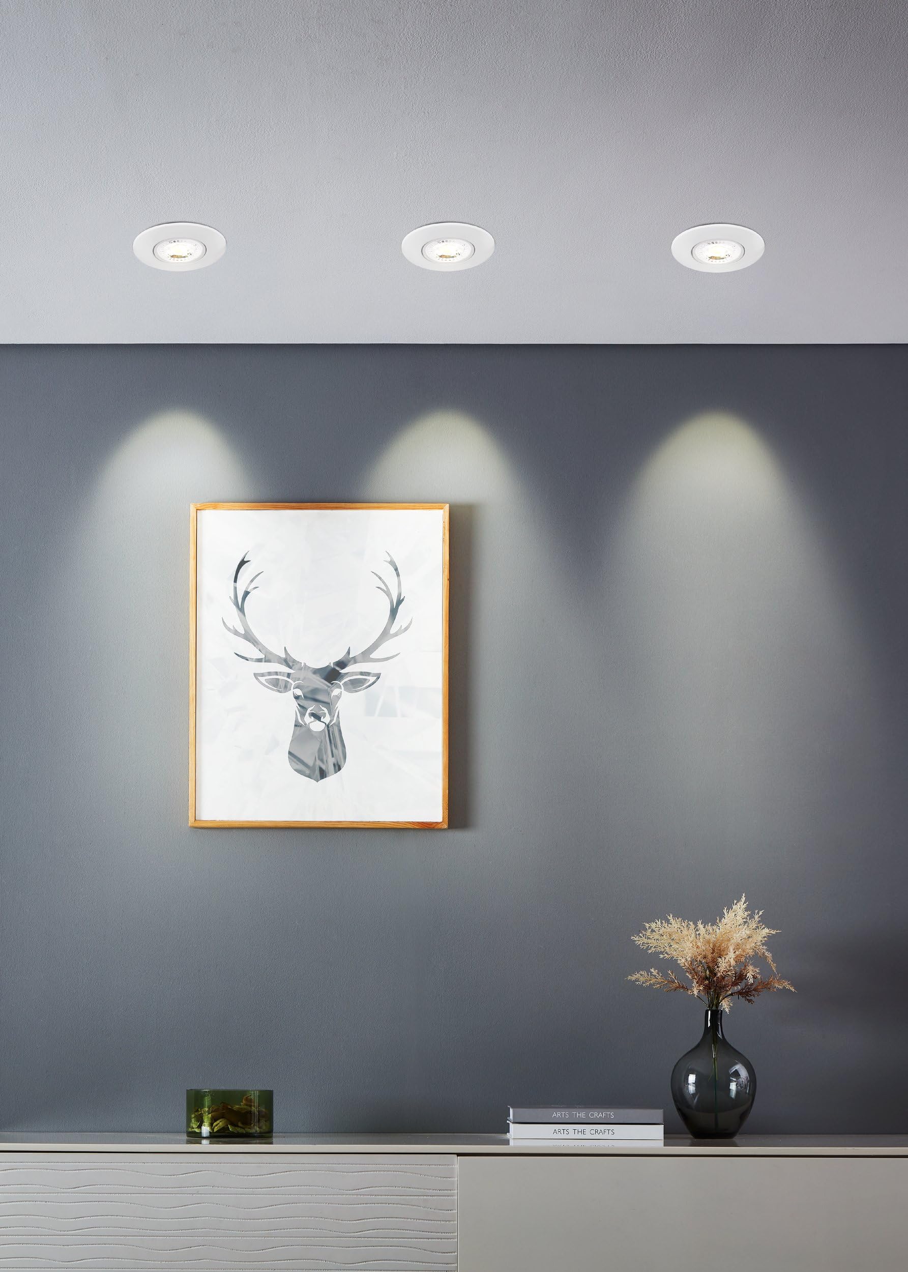 Eglo Set de 10 focos LED empotrables Cedrez, Ø 9 cm, spots | de techo extra planos, con Dip Switch, plástico blanco, luz cálida, neutra y fría