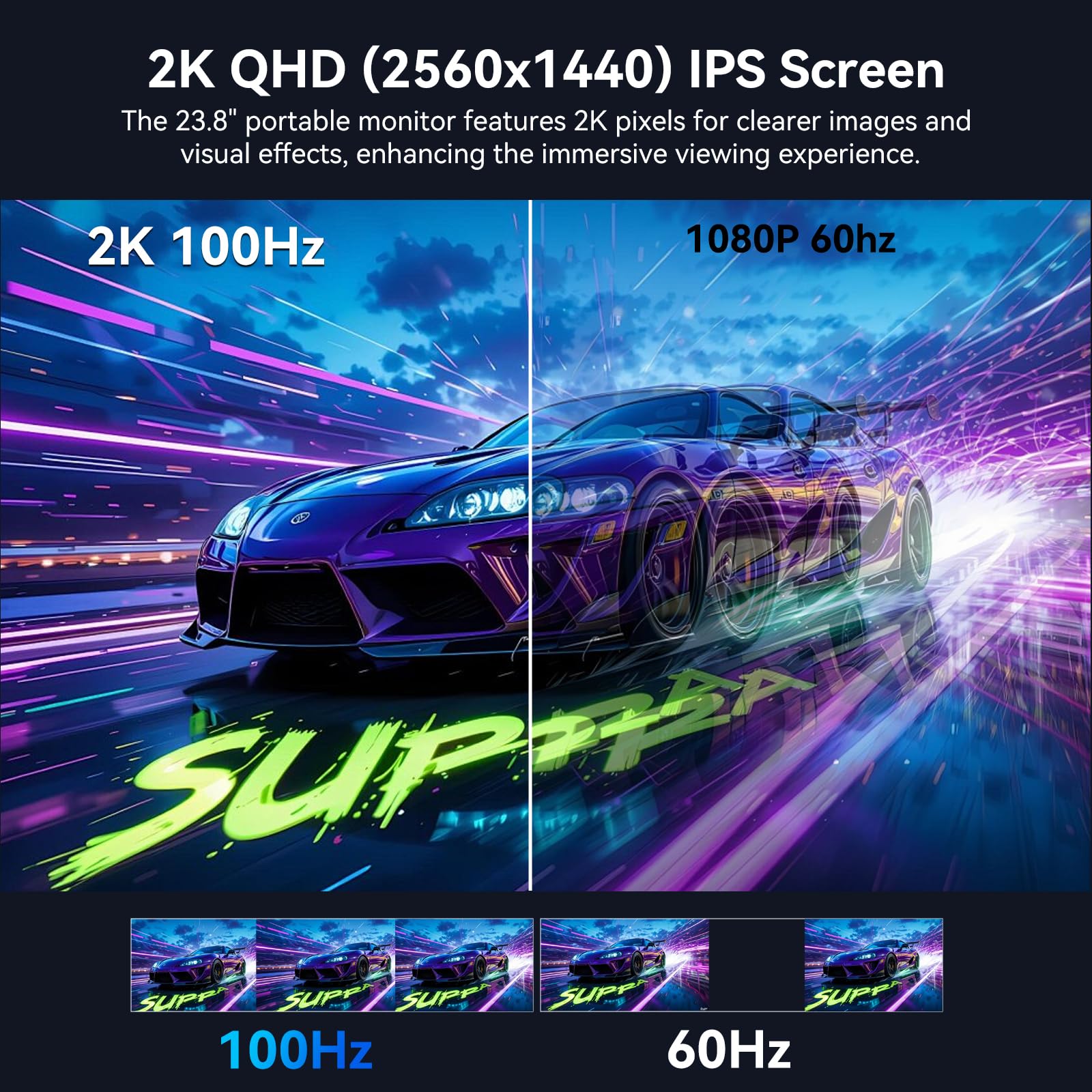 Amazon.co.jp: Kenowa 23.8インチ 2K 大型ポータブルモニター 100Hz