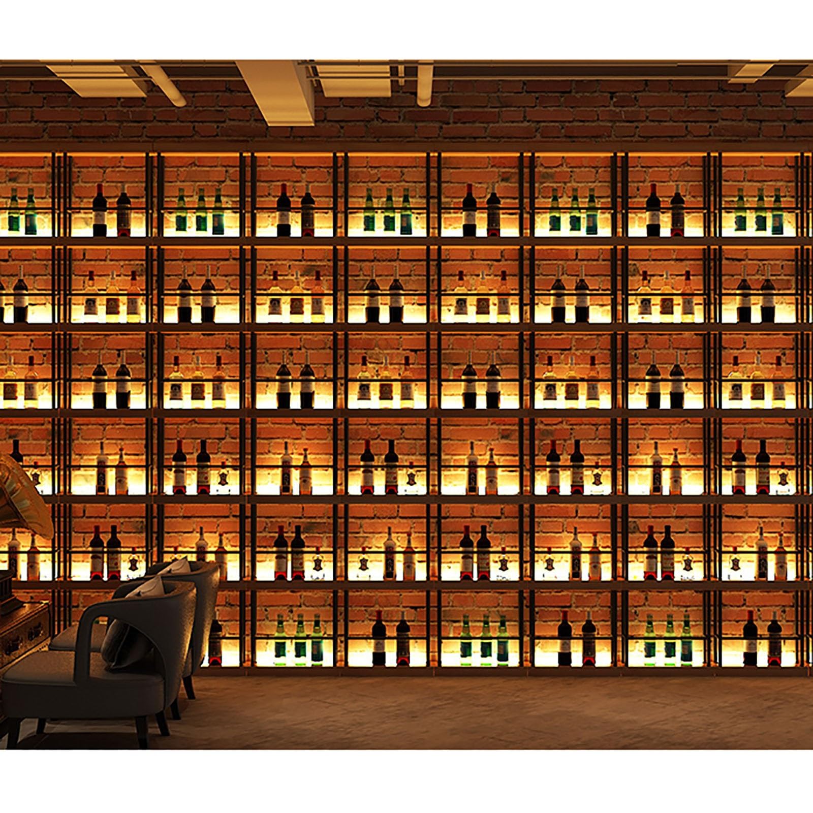 Questo espositore per Bottiglie di liquore Illuminato a LED, con Supporto in Legno da Parete e vano per Bicchieri da Vino, è Perfetto per la Cucina, Il Soggiorno, la casa e l'arredamento del