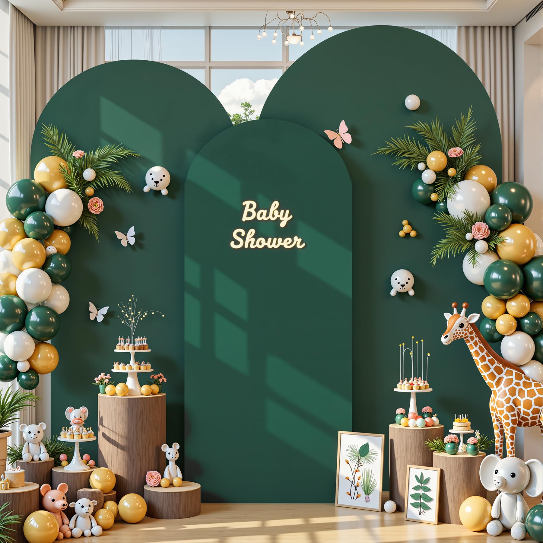 Lot de 3 housses d'arche de mariage vertes (2,3 m, 2 m, 1,8 m) - Toile de fond extensible en élasthanne pour fête d'anniversaire, fête prénatale, décoration d'arche de mariage