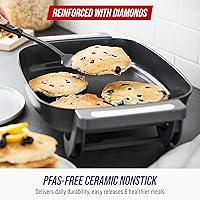 Vista 2 de Blue Diamond 7QT - Sartén eléctrica extragrande 5 en 1, interior antiadherente de cerámica saludable, sin PFAS no tóxico, control de temperatura