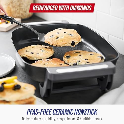 Miniatura 2 de Blue Diamond 7QT - Sartén eléctrica extragrande 5 en 1, interior antiadherente de cerámica saludable, sin PFAS no tóxico, control de temperatura,