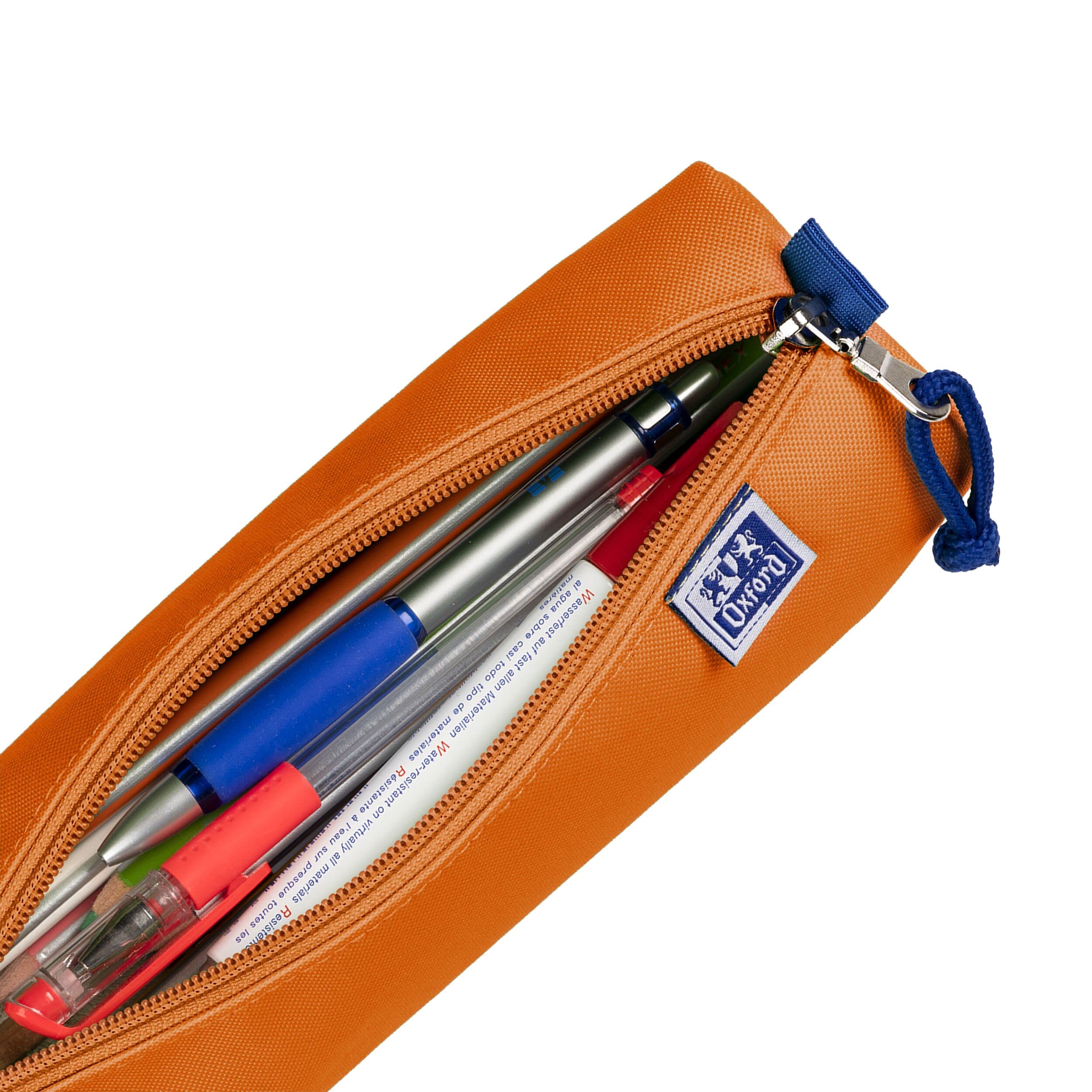 Oxford Girls Boys Pencil Case Diameter 7cm Round Large Durable Orange, 22x7x9cm - Image 3