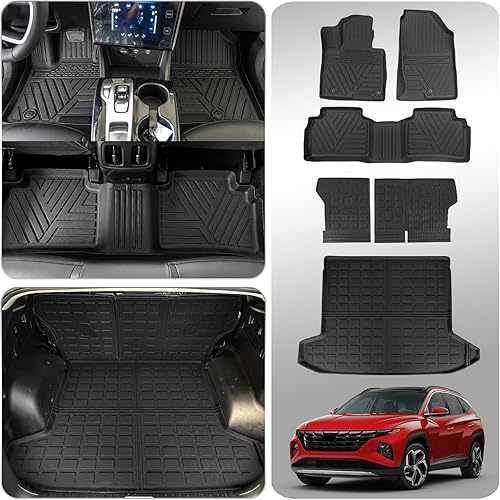 Thinzyou Alfombrillas de suelo compatibles con Hyundai Tucson 2022 2023, tapete de carga de elastómero termoplástico, protector de asiento trasero