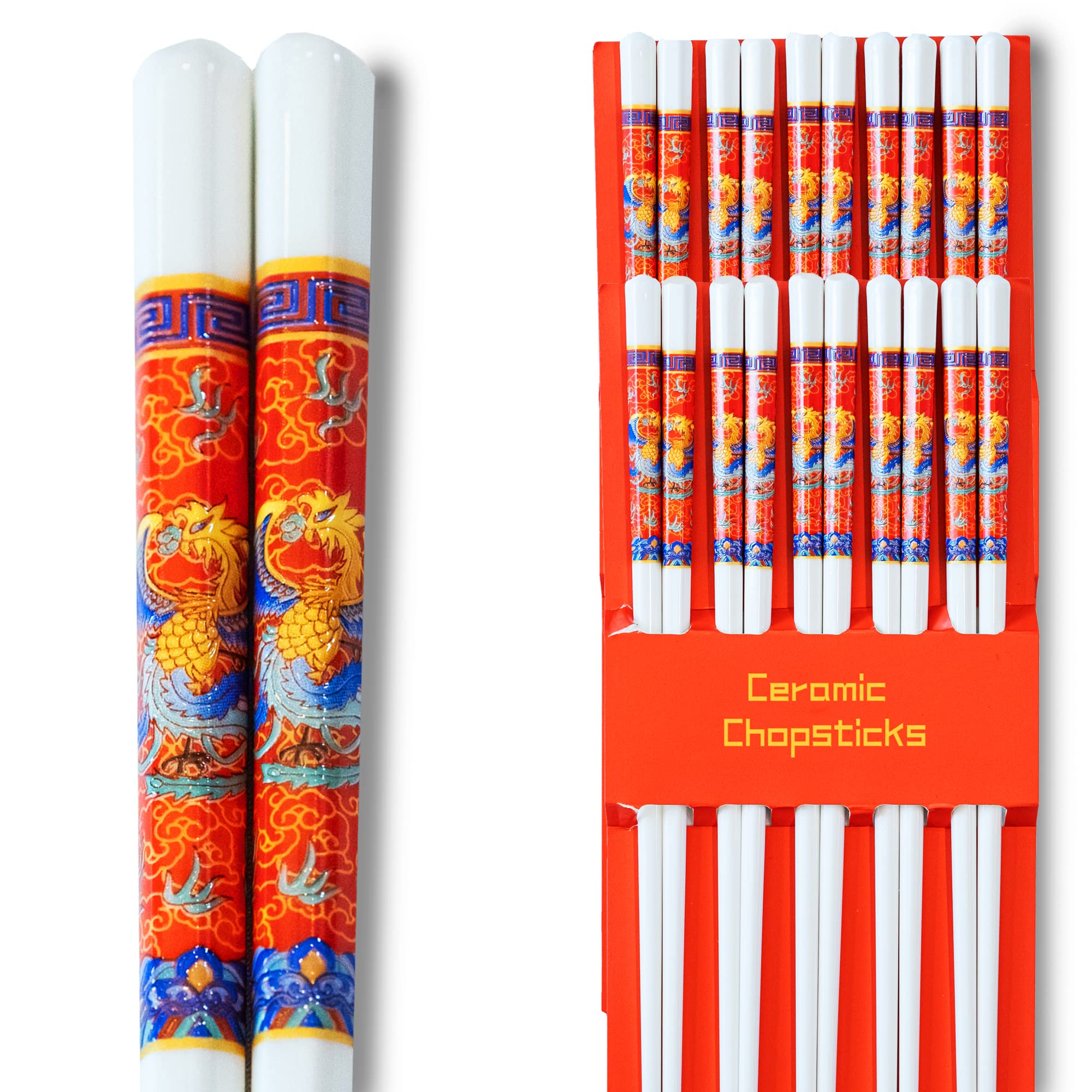 Souped Up Recipes - Ceramic Chopsticks - Red Phoenix Design