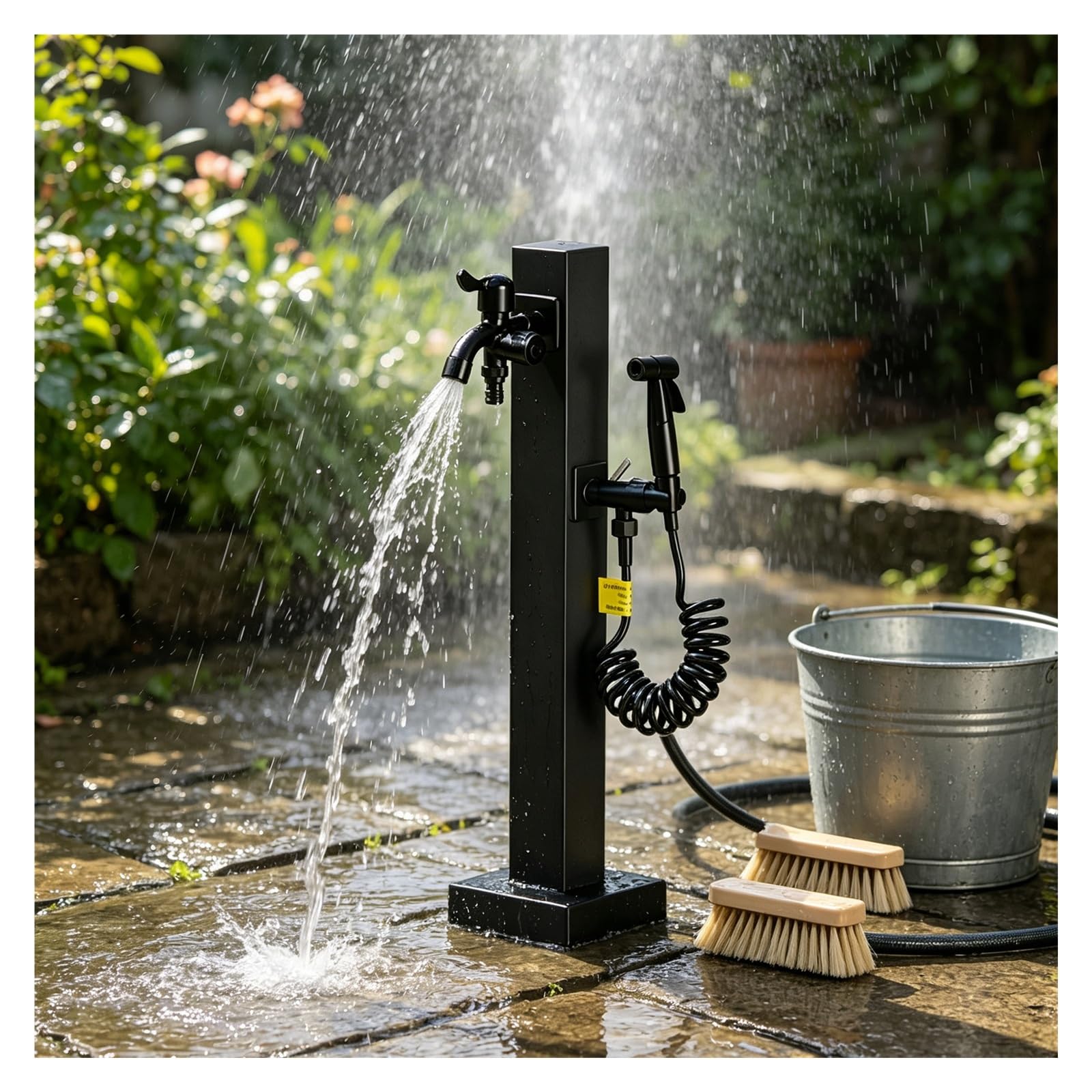 Vyrata W-2"/6Cm Outdoor Water Column With Faucet, Freestanding Floor Mounted Hydrant Water Tap, Decorative Fountain With Faucet(H-95Cm/37In)