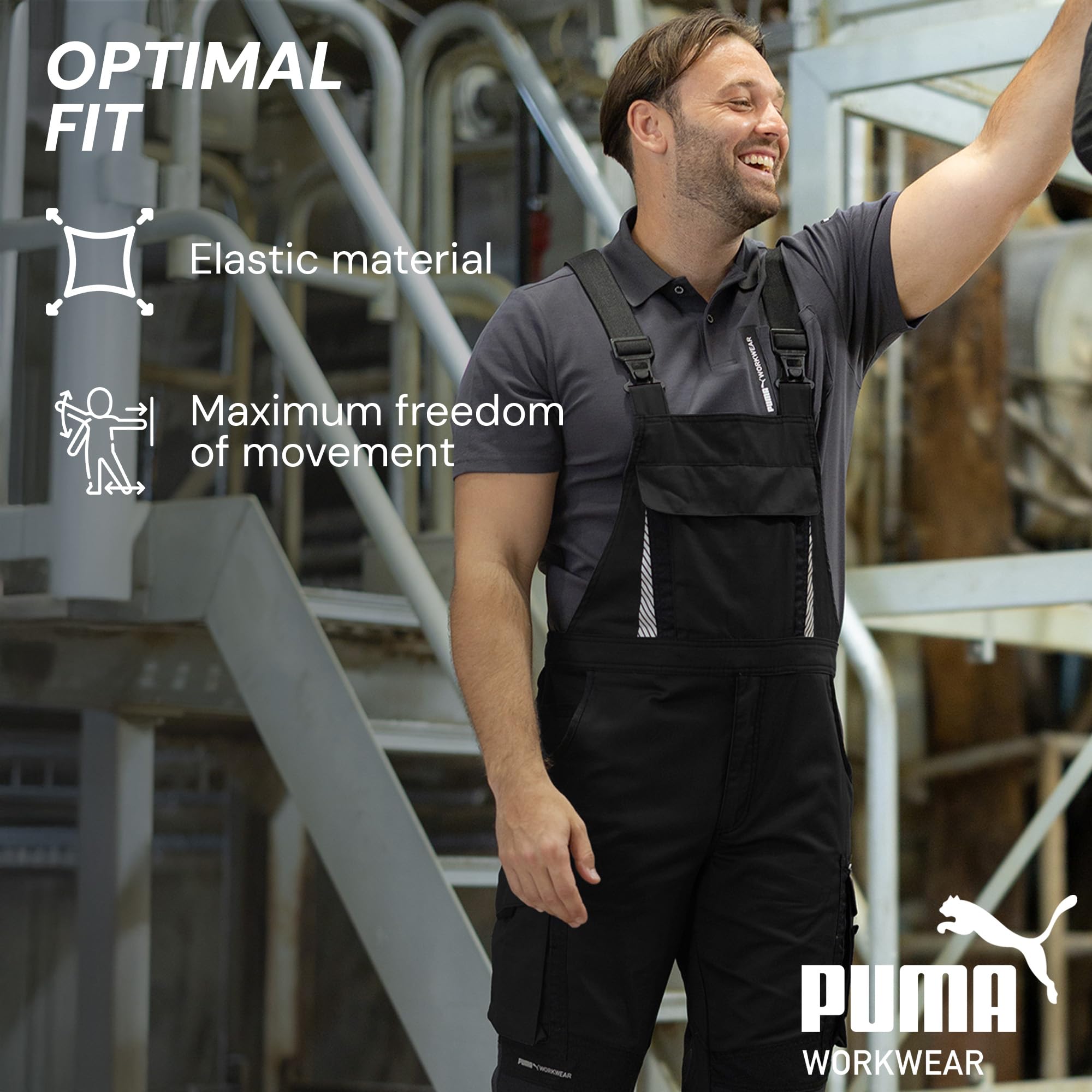 PUMA Workwear Premium ogrodniczki z wieloma kieszeniami i dodatkowo wzmocnioną tkaniną nylonową