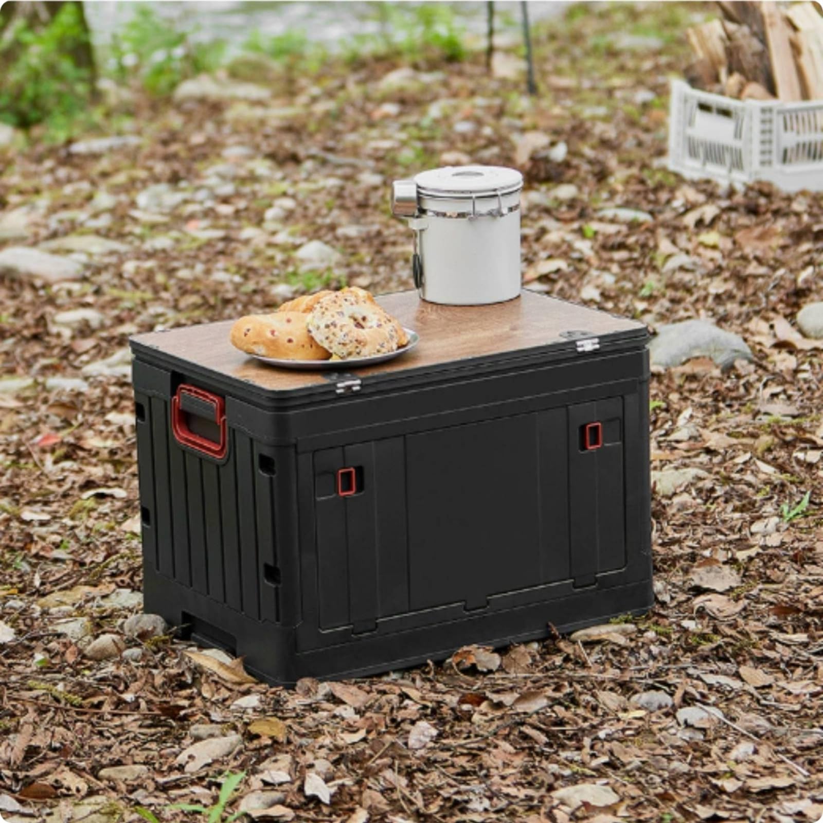Contenitore per esterni, contenitore pieghevole con manici laterali, organizer per campeggio, auto o casa, scatola pieghevole versatile con cestino laterale multifunzionale