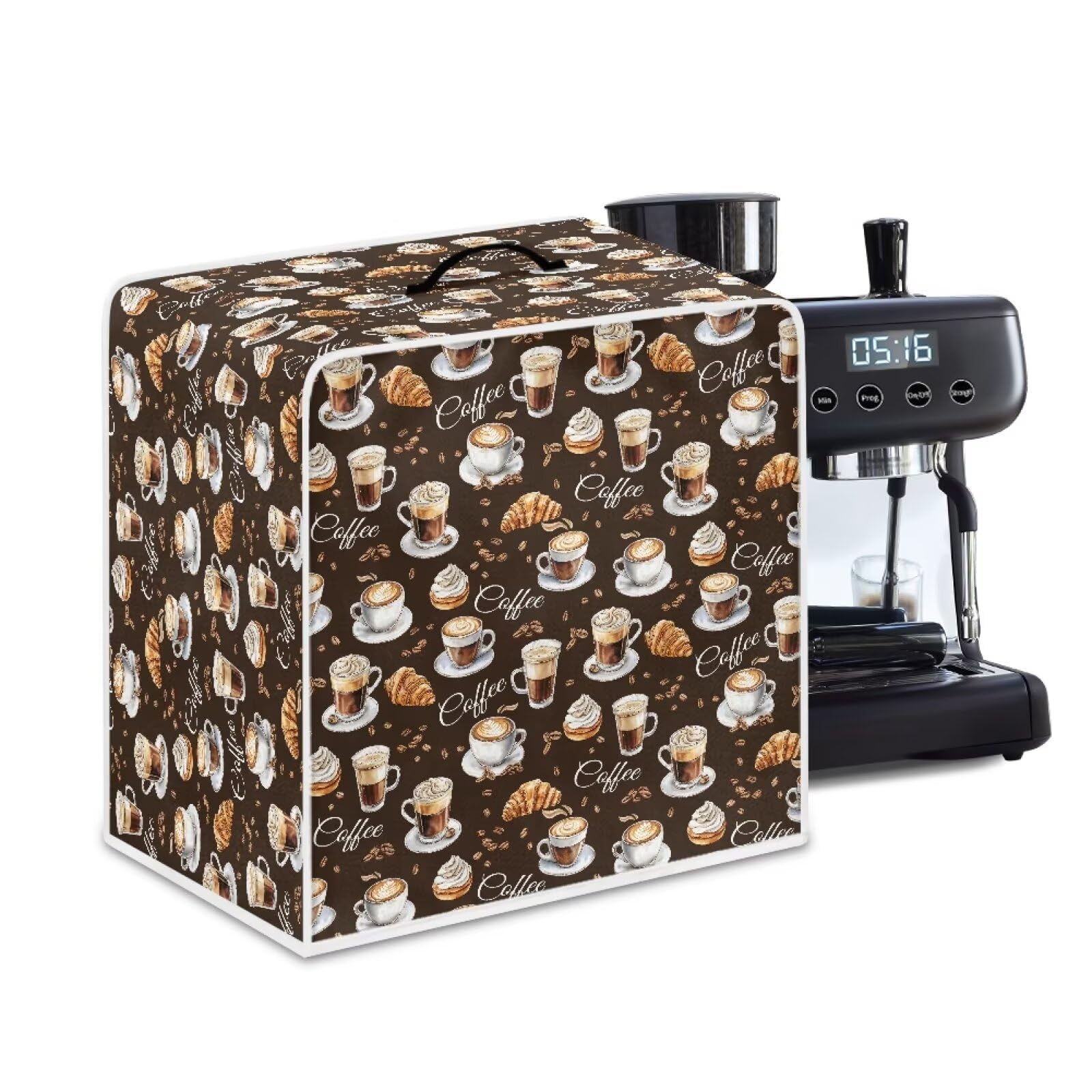 Coffee Maker Covers With Top Handle Folding Coffee Machine Dust Covers For Blender Mixer Juice Machine Keep Office Home Kitchen Clean Afternoon Tea Print