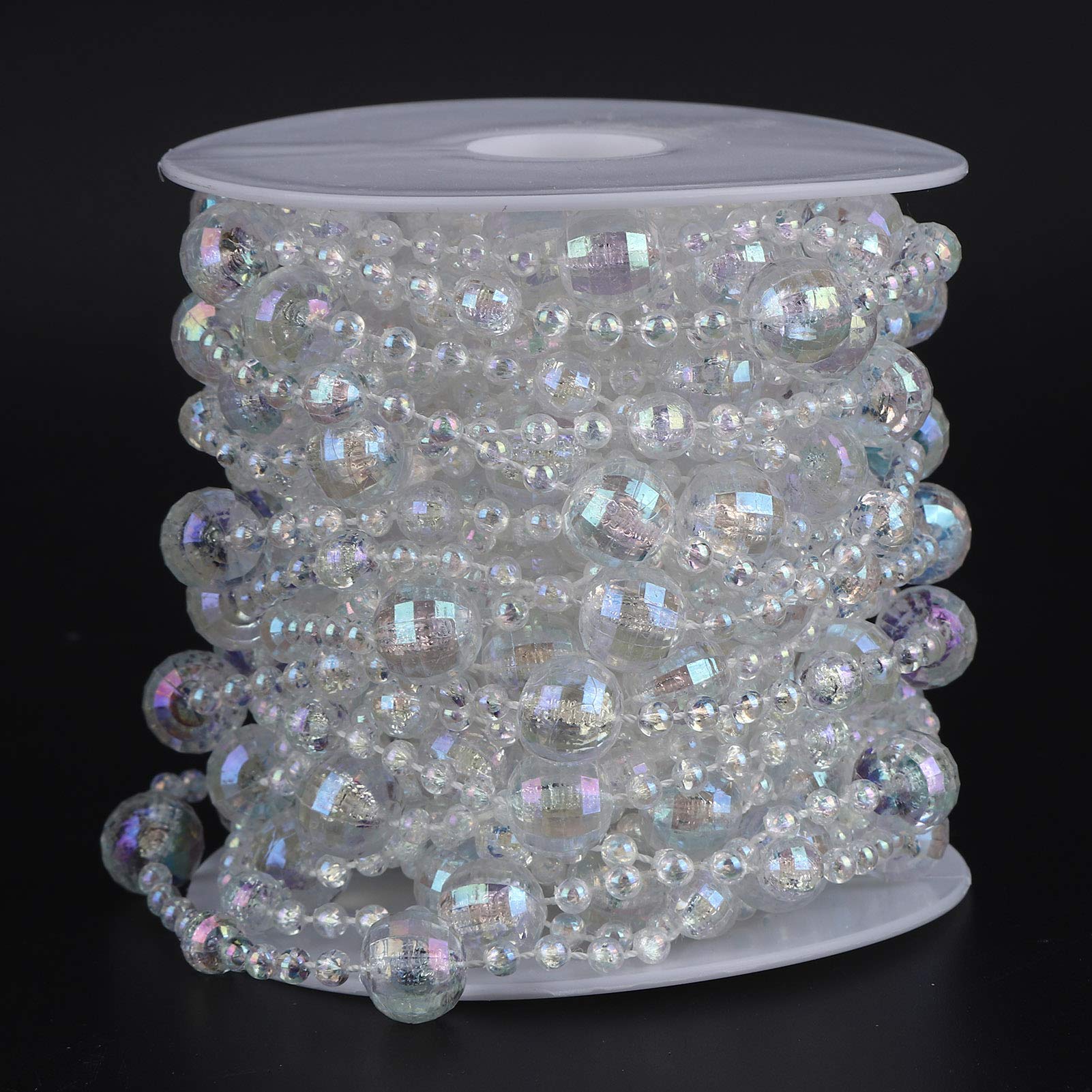 Ghirlanda Di Perline Di Cristallo 10m - Iridescente, Per Decorazioni Matrimonio, Feste, Fai Da Te - Foto 6