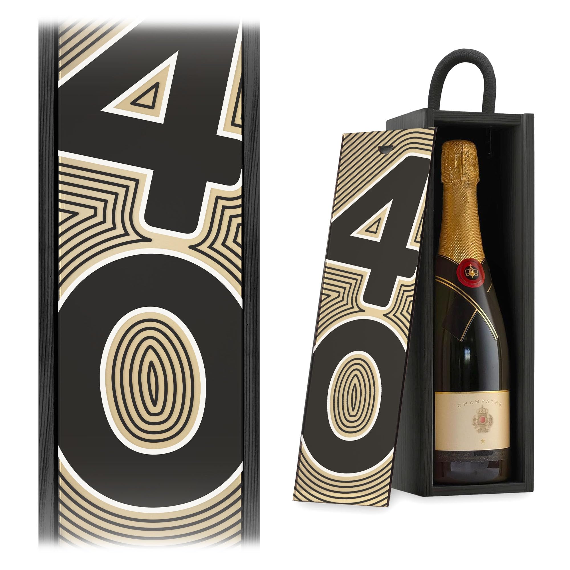 A1 Graphics Ltd 40th Birthday Champagne Wine Box – Milestone Celebration Gift For Him & Her (Gold Mirror, Black Box)