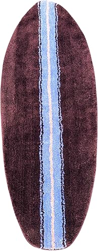 Alfombra en forma de tabla de surf marrón y azul de 44 pulgadas, lavable a máquina