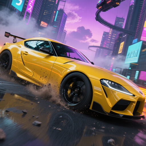 ✔ ​Boost System​ - Purple flame effects when accelerating (visible in screenshot 3)