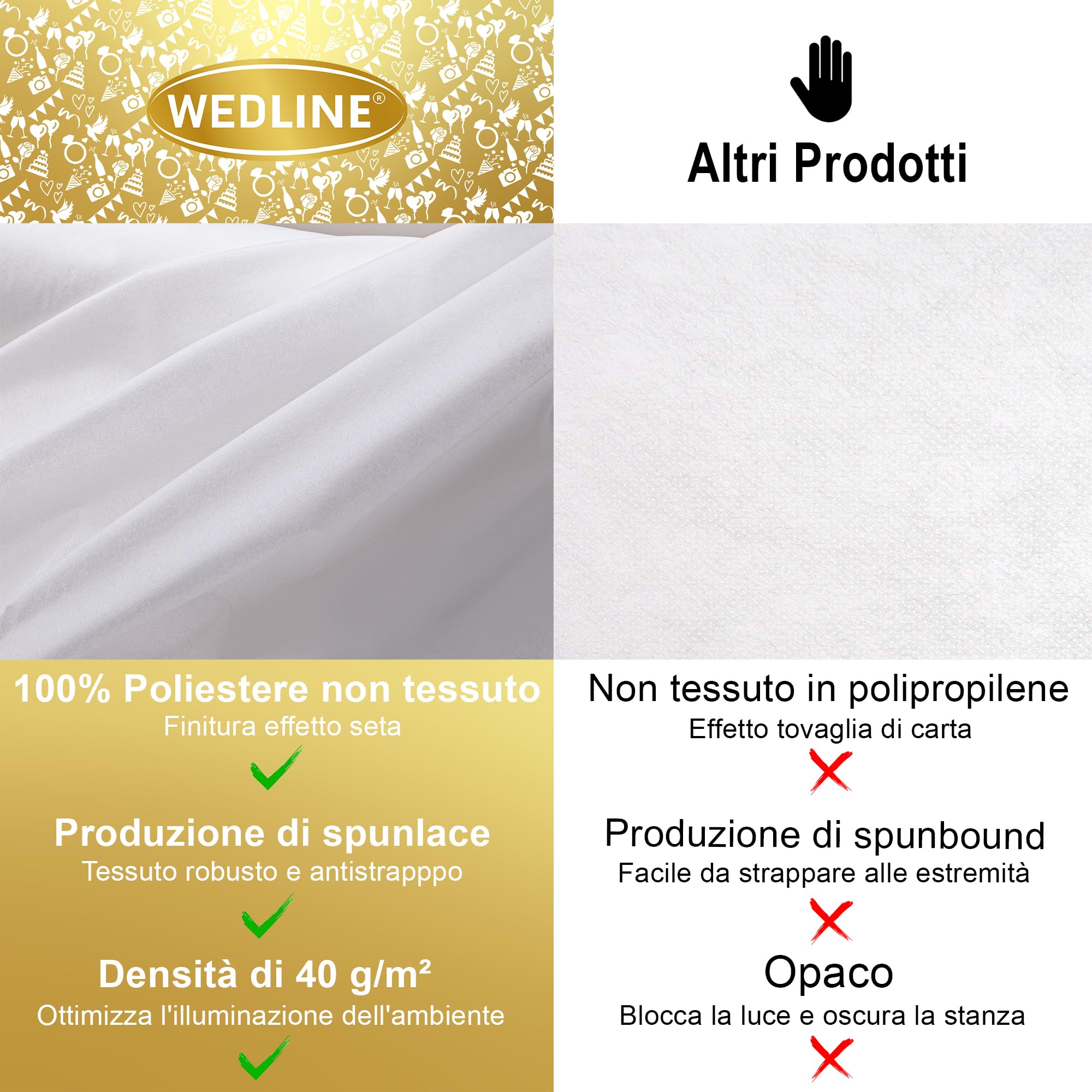 Tenda Decorazione Arco Nuziale, 80CM X 100M - Tessuto non Tessuto Decorativo, Drappeggio per Matrimonio, Rotolo Bianco, Decorazione Matrimonio, Baby Shower, Comunione, Battesimo, Compleanno
