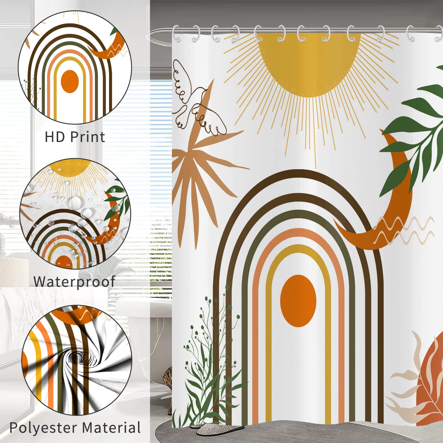 Hnmdmyi Boho Shower Curtain 180x180 - Image 4